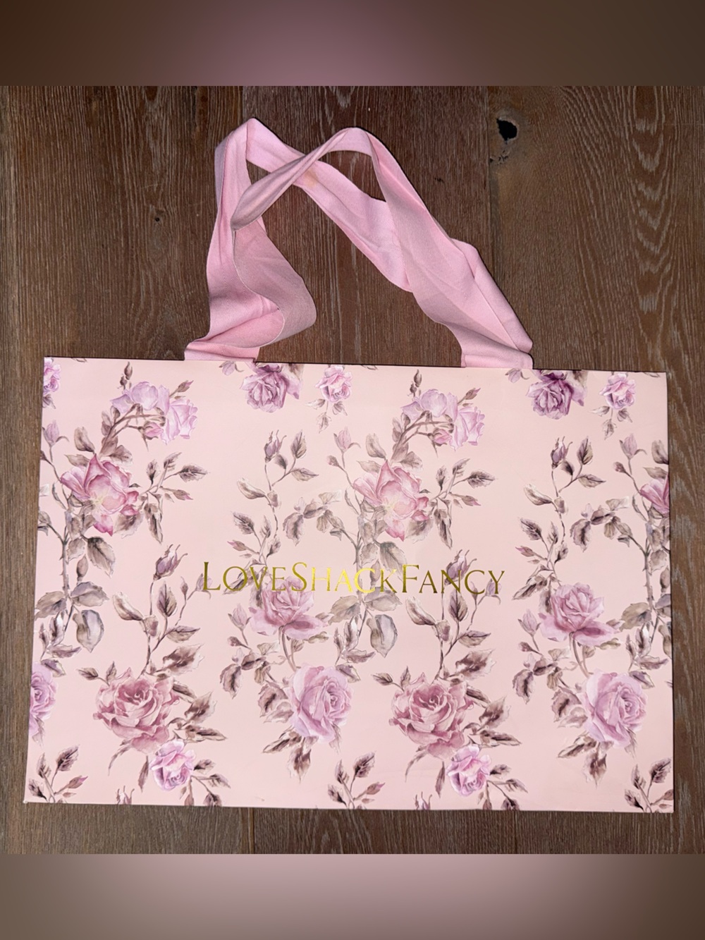 LoveShackFancy Blush Pink Floral Tote with Ribbon Handles